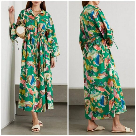 💕ALEMAIS💕 Arlo Shirt Dress ~ Multi-Color Abstract Watercolor Floral Print 8 - Picture 8 of 16